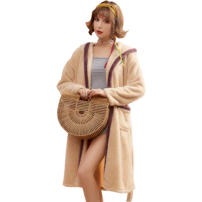 JRMISSLI фланелевая зимняя плотная одежда для сна кимоно С Карманами Платье Мягкий