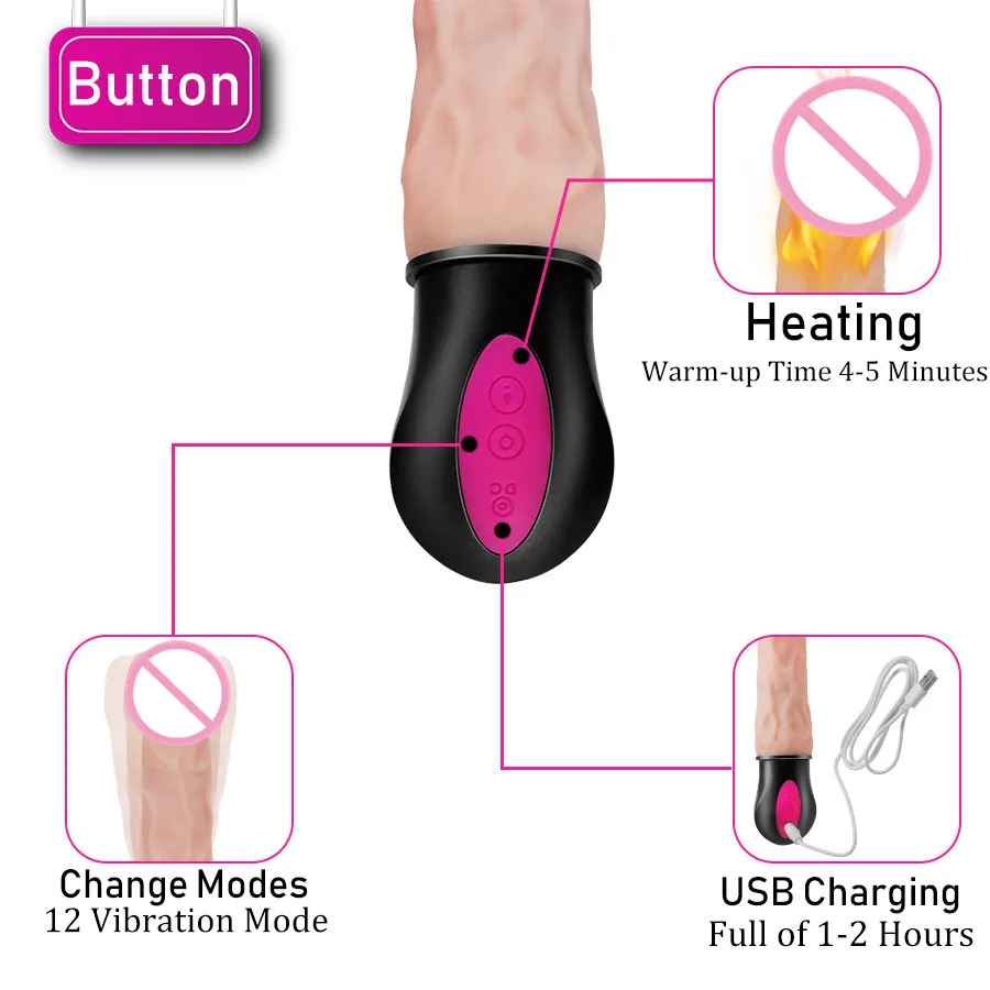 12 Режимов нагрева реалистичный фаллоимитатор вибратор мягкий силиконовый пенис