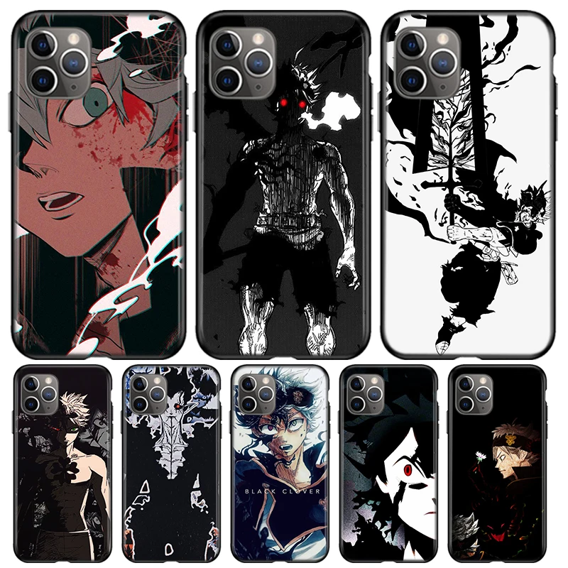 

Anime Black Clover For Apple iPhone 12 11 Pro Max mini XS Max XR X 8 7 6 6S Plus 5S SE 2020 Soft Black Phone Case