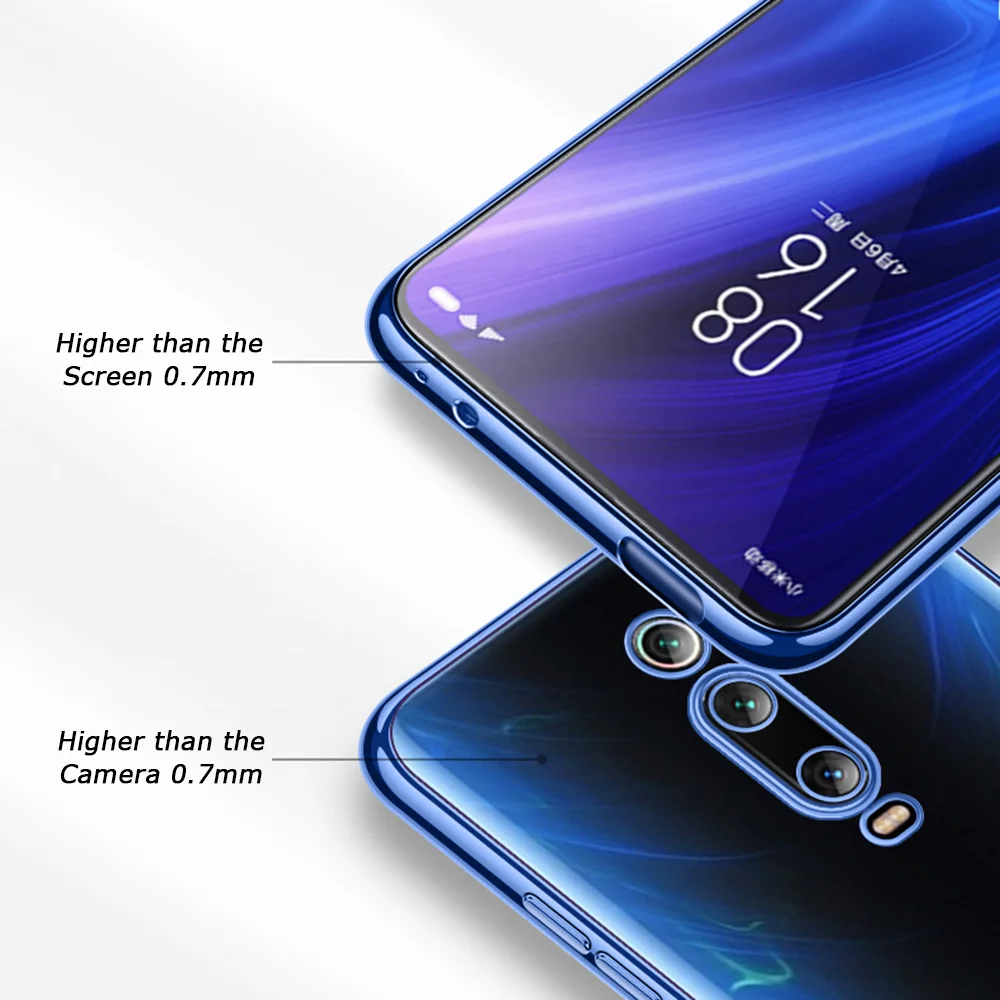 Прозрачный Модный чехол с покрытием для Xiaomi Mi 9T Pro роскошный мягкий ТПУ задней