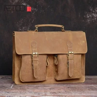 aetoo vintage leather mens handbags crazy horse leather shoulder bags computer bags briefcases