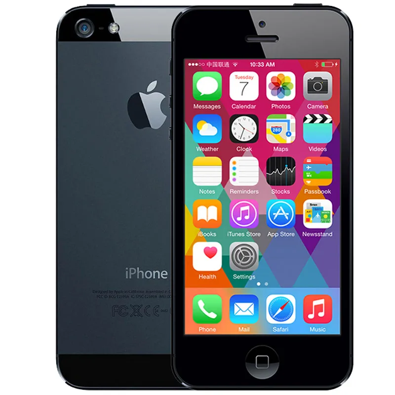 Black Apple iPhone 5 мобильный телефон 16/32/64GB Встроенная память 4," 8MP WI-FI gps IOS Bluetooth 1,3 ГГц отпечатков пальцев разблокированный сотовый телефон смартфон - Цвет: Black