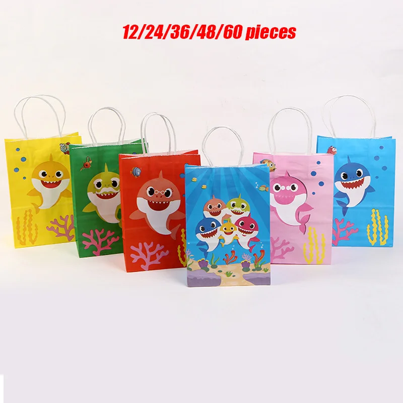 

Kids Favors Ocean Shark Theme Birthday Party Gift bags With Handle For Baby Shower Party Supplies Cookie Packaging Candy Boxes
