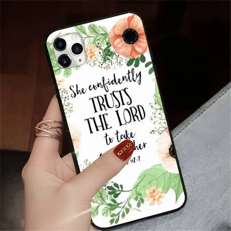 

Bible verse Quotes art pattern Phone Case for iPhone 11 12 pro XS MAX 8 7 6 6S Plus X 5S SE 2020 XR luxury design shell funda