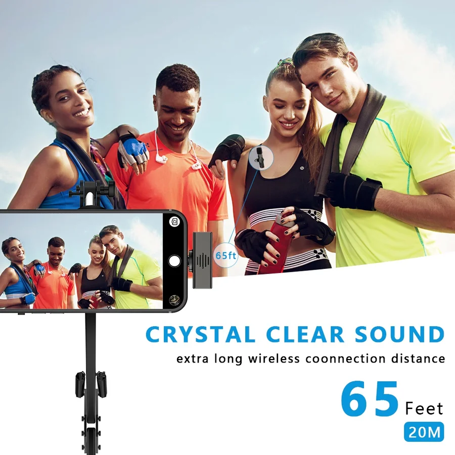 Беспроводной петличный микрофон портативный мини-микрофон для записи видео IPhone