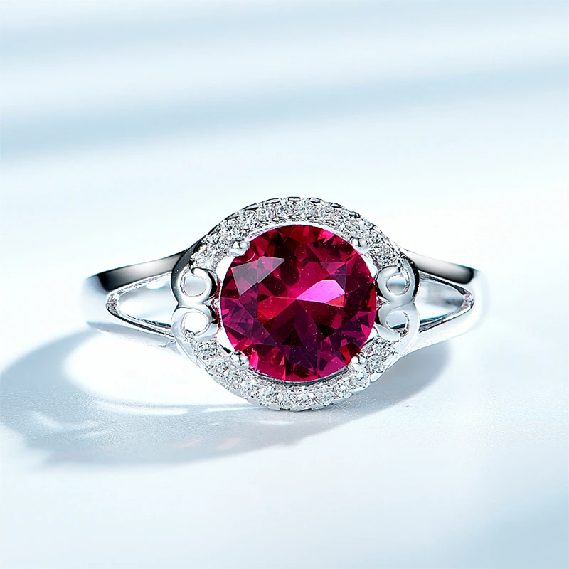 DY драгоценный камень прозрачный рубин цирконий годовщина кольцо для женщин