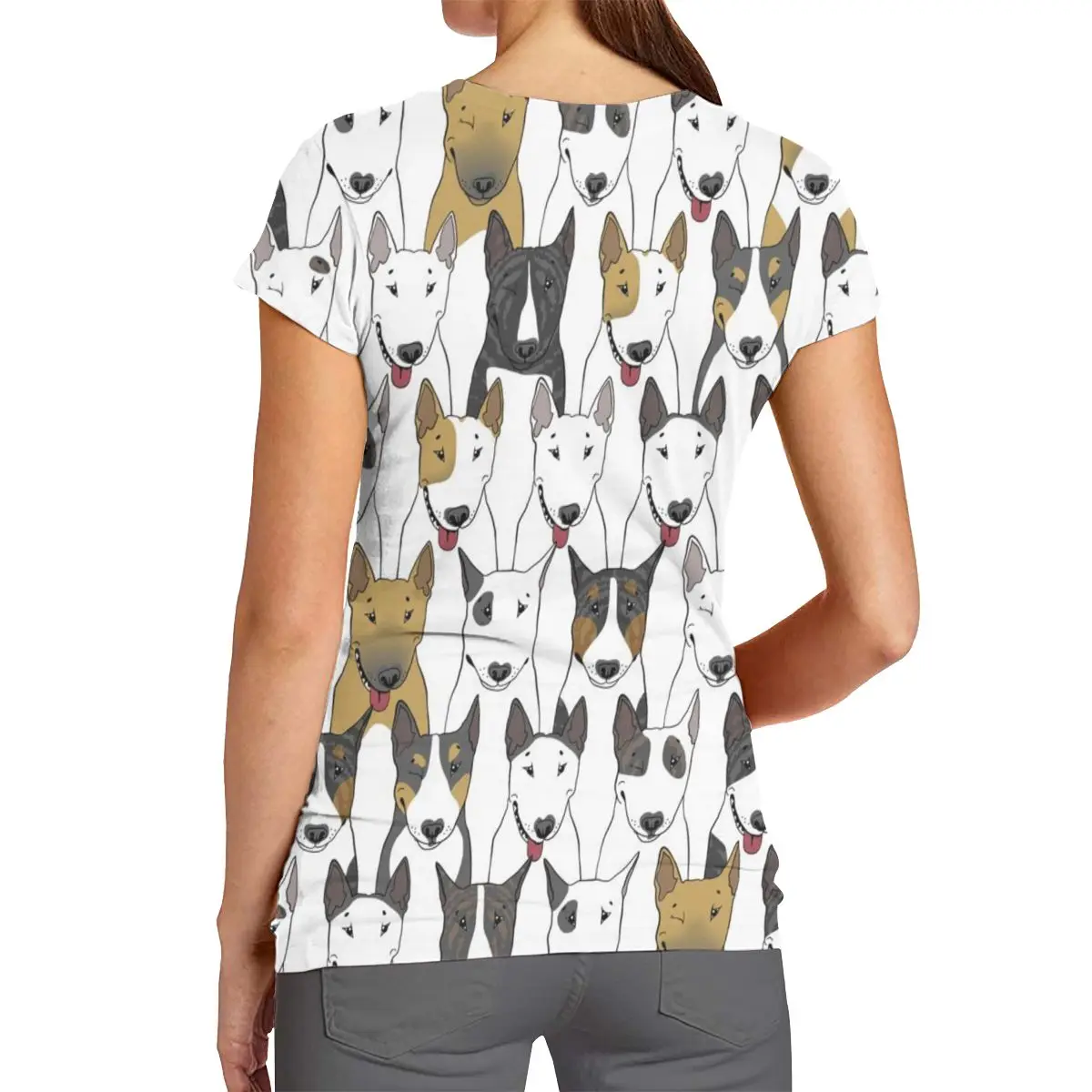 

Kawaii Bull Terrier Prints Streetwear Loose Summer T Shirt Women Harajuku Puppies Short Sleeves T-shirts Tops Tee Tshirt Girls