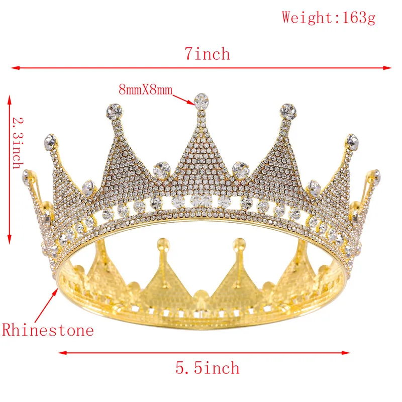 Большие винтажные Стразы в стиле барокко для мужчин король королева корона