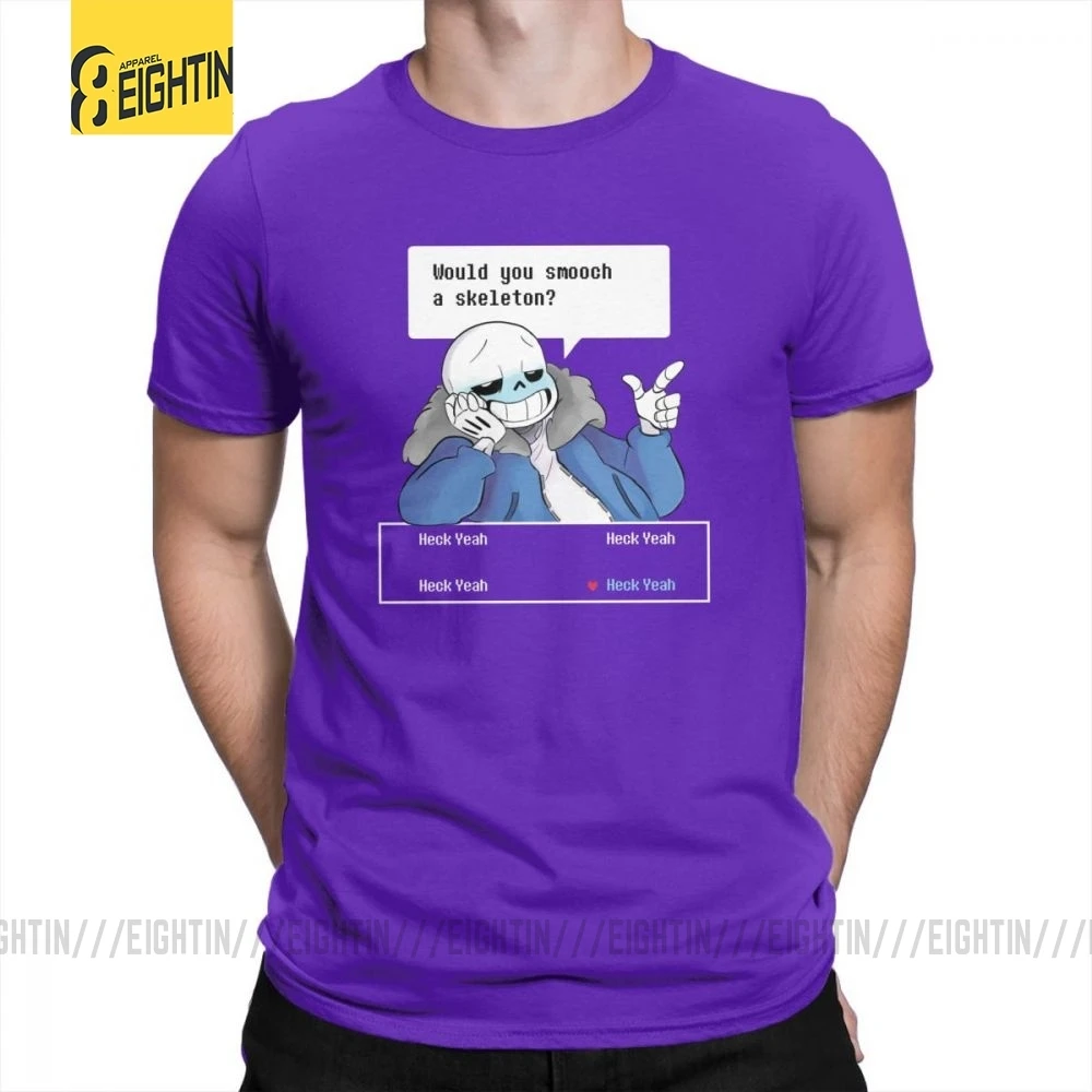 Футболки Undertale Новые мужские футболки с круглым вырезом из чистого хлопка с коротким рукавом для отдыха больших размеров - Цвет: Фиолетовый