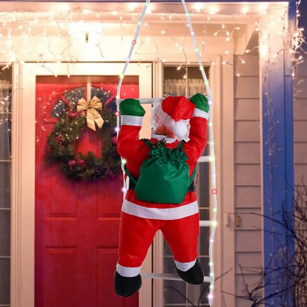 

120CM 4M 80LED Climbing Rope Ladder Santa Claus Christmas Pendant Hanging Doll Tree Ornament Outdoor Home Decor