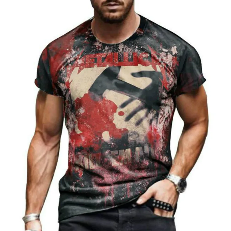 

Summer Men's T-Shirts European and American fashion British Style 3D ClothesMens Large Size Top Loose Pullover T-Shirt