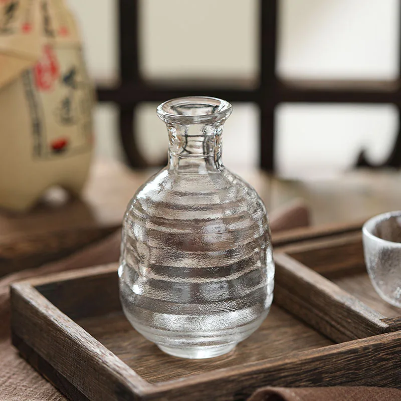 

3/5pcs Crystal Sake Pot Set Japanese Hammer Pattern Glass Wine Cup Flagon Liquor Spirits Cup Wine Bottle Home Bar Drinkware Gift