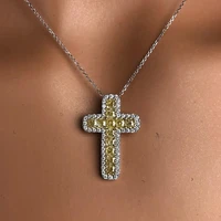 huitan simple stylish cross shape women pendant necklace colorful birthday gift shiny cz female fashion accessories jewelry