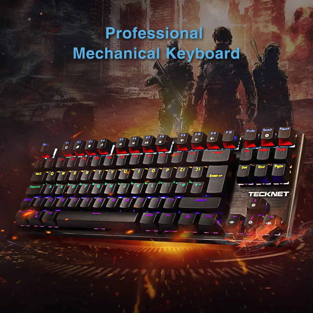 TeckNet UK/RU раскладная механическая клавиатура с подсветкой переключатель игровые
