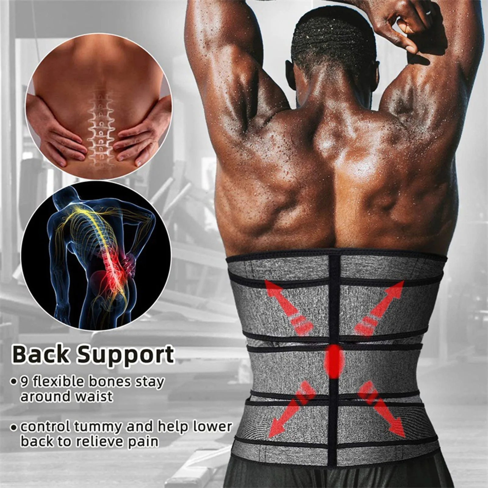

Shapers Slimming Belt Waist Support Trainer Men Gym Shirts Neoprene Sauna Body Shaper Shapewear Strap Cincher Yoga Gym Sport Top