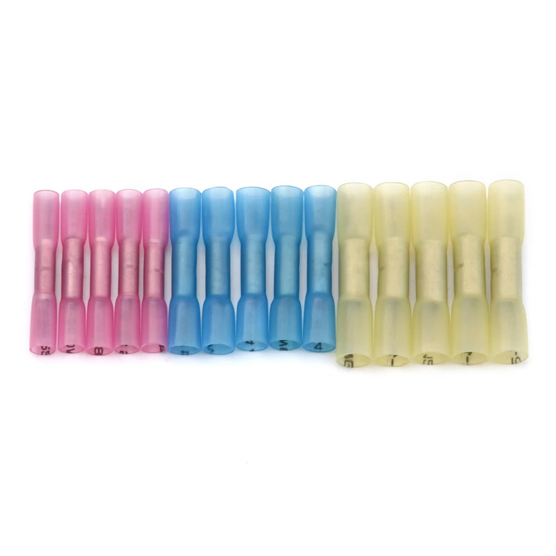 

25Pcs Heat Shrink Butt Connectors Waterproof Electrical Wire Connectors Insulated Shrinking Crimp Terminals For Automotive Boat