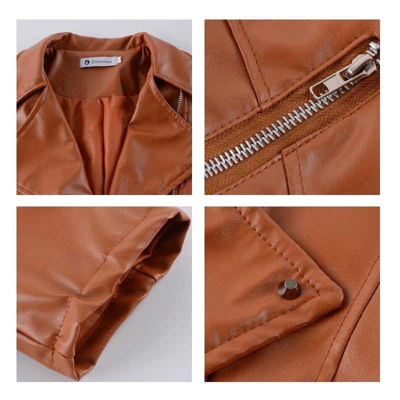 Женская короткая куртка из искусственной кожи черная мотоциклетная на молнии