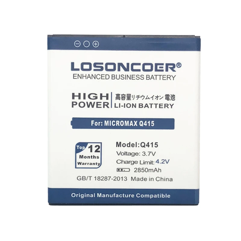 LOSONCOER 2850 мАч Q415 Высококачественный аккумулятор для телефона Micromax Q415 Canvas Pace 4G