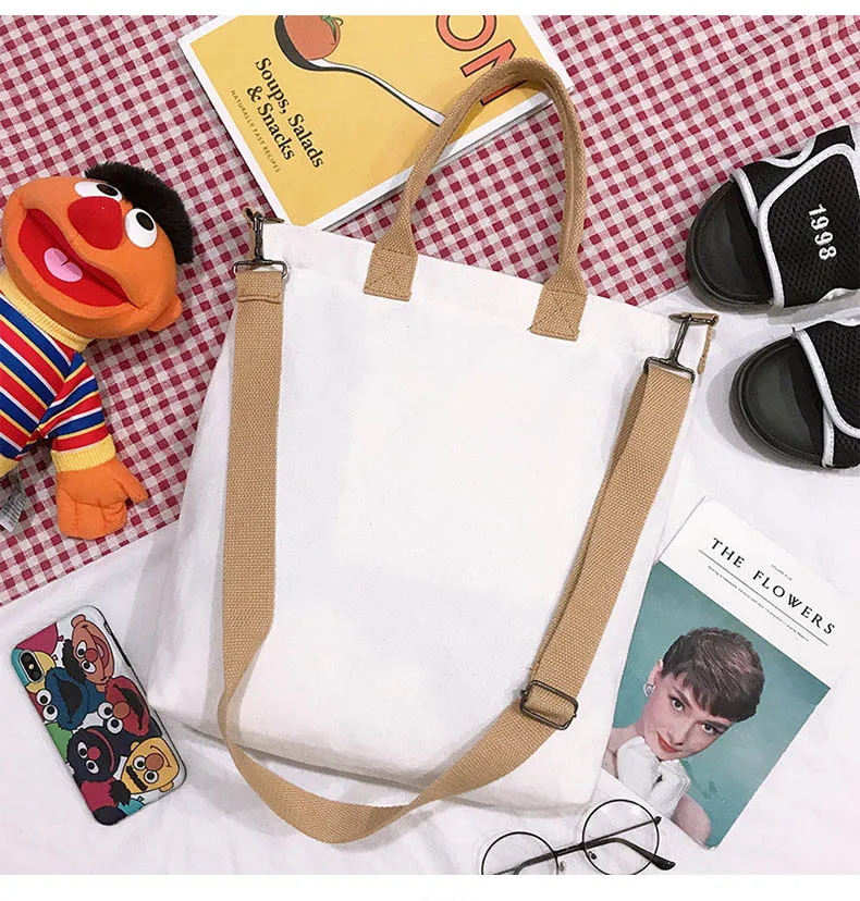 

New Canvas College Student Wild Messenger Bag for Women Reusable Eco Friendly Tote Bag Books Canvas Crossbody Fabric Bag