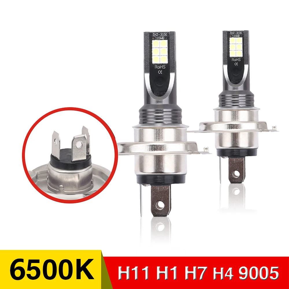 

2pcs Motorcycle Headlight H1 H3 H7 LED H4 H1 9005 9006 Car Fog Lamp Auto Bulb 1600LM 6500K 24V 48W Car Driving Bulb White Light