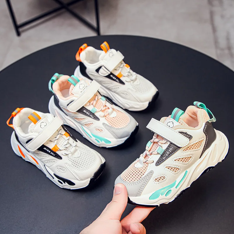 

Girls' Sports Shoes 2021 Anti-Slip Thick Soled Boys Casual Leisure Running Children Breathable Mesh Comfort Sneakers Tenis 4-12Y