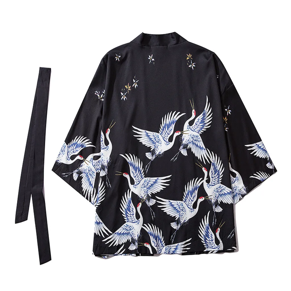 Кимоно Feitong мужское летнее с рукавами три четверти тонкая пляжная одежда топ