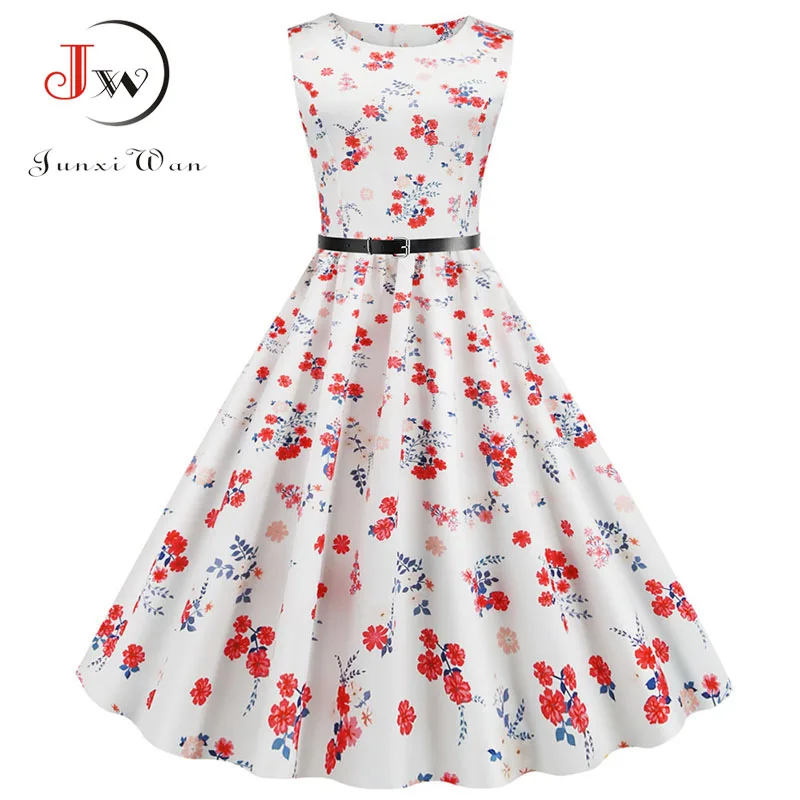 

Flamingo Print Women Summer Dress Vintage Sleeveless O-neck Elegant Floral Party Dresses Vestidos Casual Plus Size Robe Femme