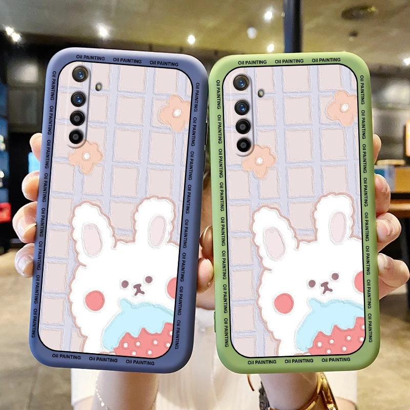 for realme x lite xt x2 pro x3 super zoom case with bear and rabbit back cover cartoon casing free global shipping
