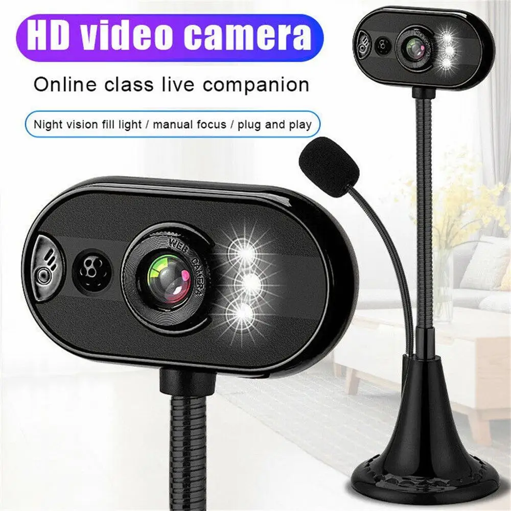 HD Webcam USB Web Camera With Noise Cancelling Microphone 360 Degree Rotation For Home Computer PC Office Study Game | Компьютеры и