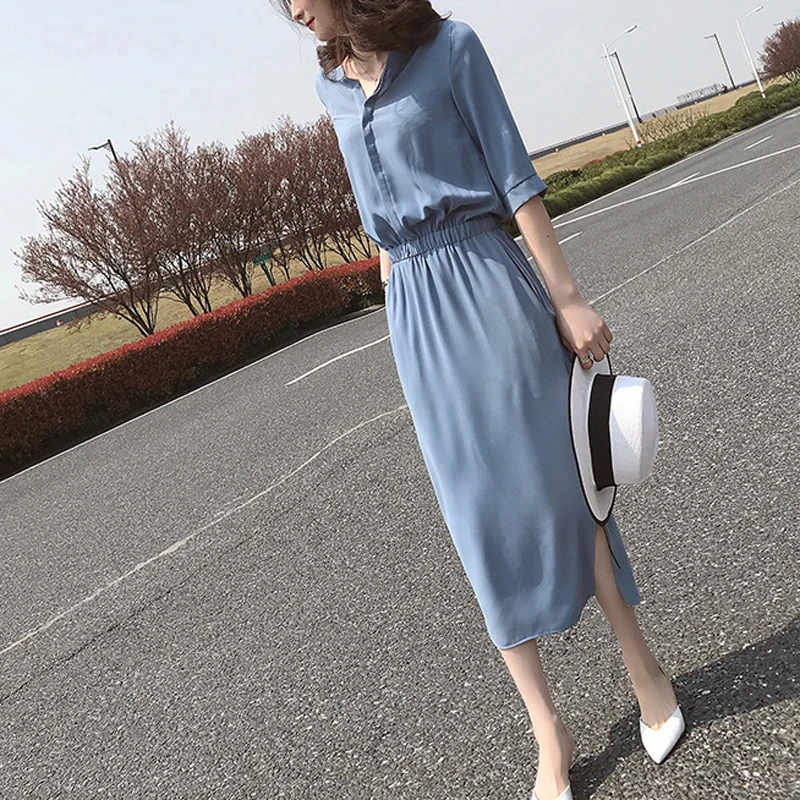 Женское платье деловой пуловер Повседневная мода для работы 3/4 рукав офиса |