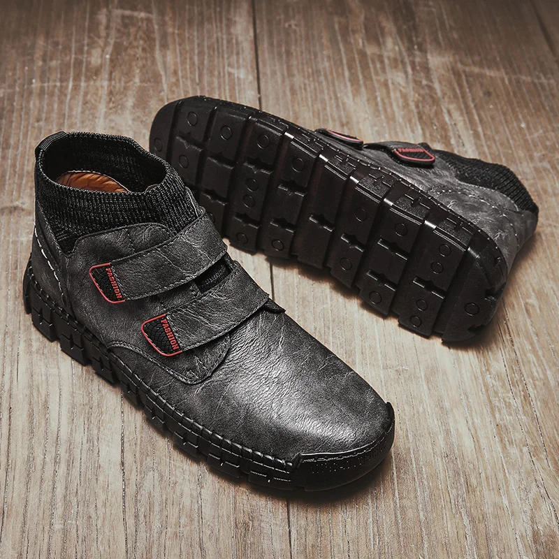 Кроссовки носки мужские кожаные резиновые ботильоны ручной работы роскошные