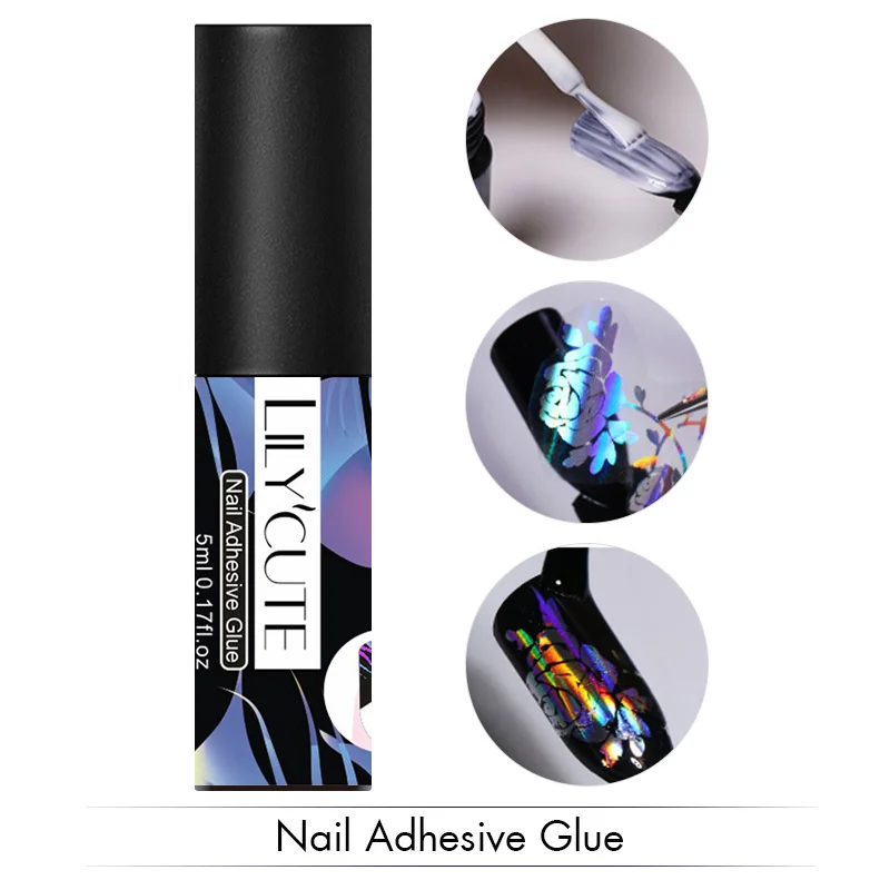 Adhesive Glue LILYCUTE, 5 мл, клей для ногтей, переводные наклейки из фольги, наклейки для ногтей, аксессуары для дизайна ногтей, инструменты, не требуется отверждения, УФ-лампа - Цвет: Adhesive Glue