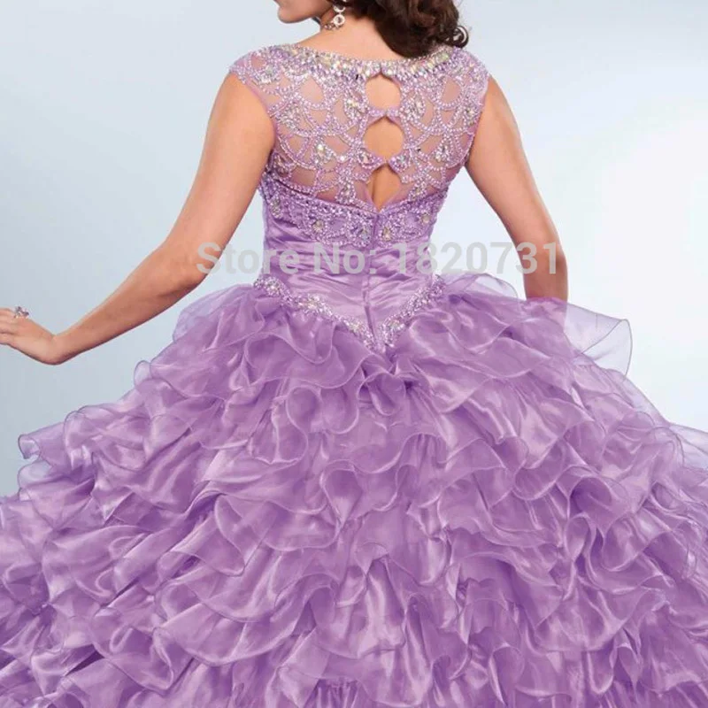 Новый светильник фиолетовое бальное платье Quinceanera платья совок плиссе вышивка
