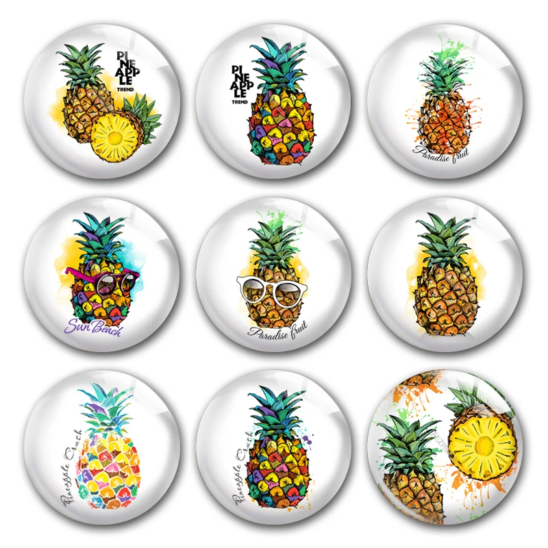 Ручная работа нарисованная ананасом фрукты круглые фото стеклянные кабошоны
