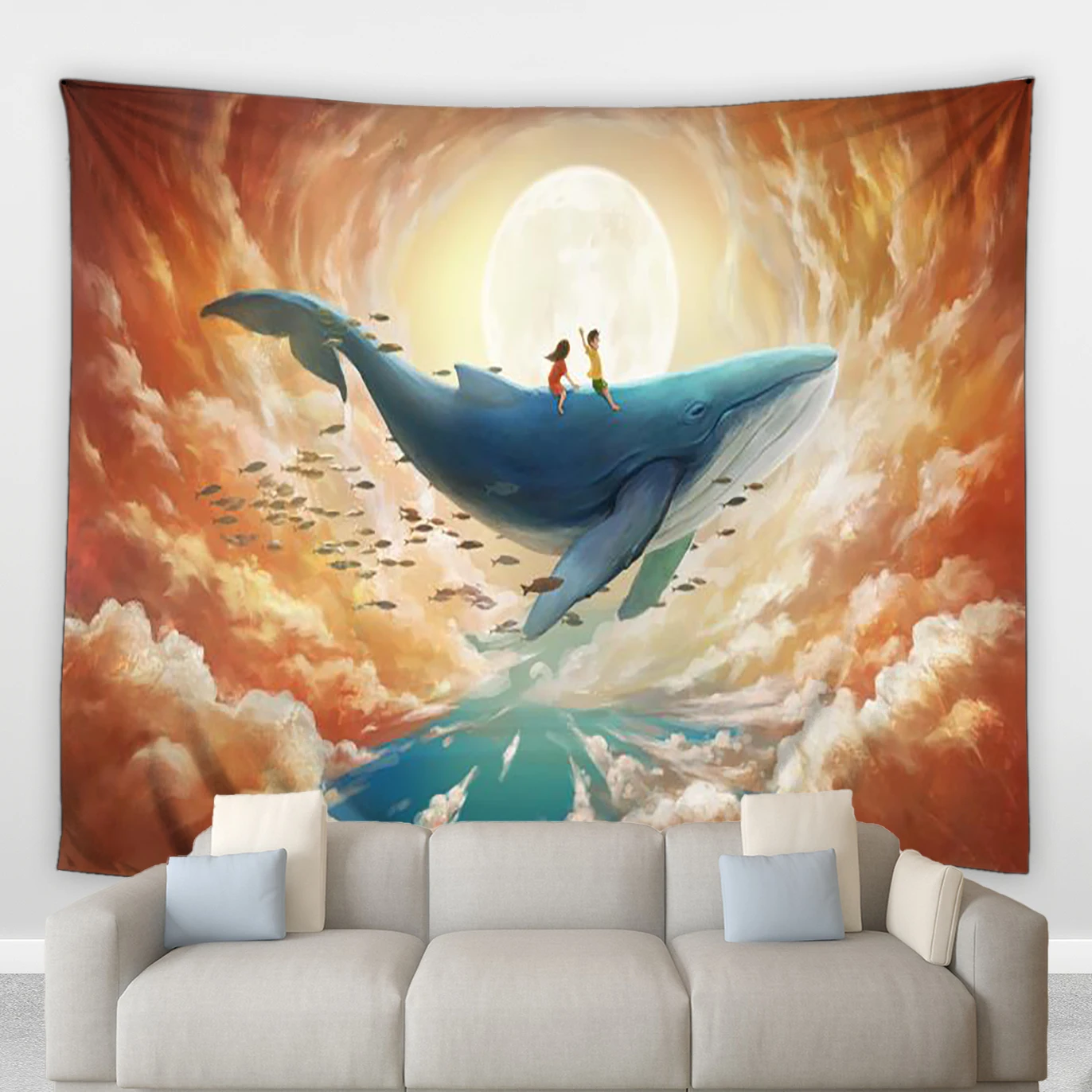 

Ocean Animals Big Tapestry Cartoon Whale Mural Living Room Childern's Bedroom Wall Decor Hanging Blankets Home Art Hang Curtains