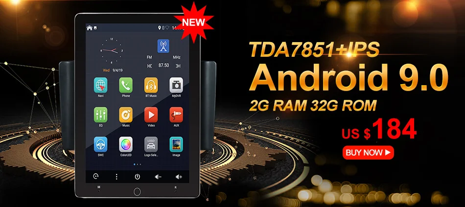 Eunavi 2 Din 7 ''TDA7851 Android 9 4G 64G Восьмиядерный универсальный автомобильный Радио Аудио Стерео gps навигация Мультимедиа 1024*600 без DVD