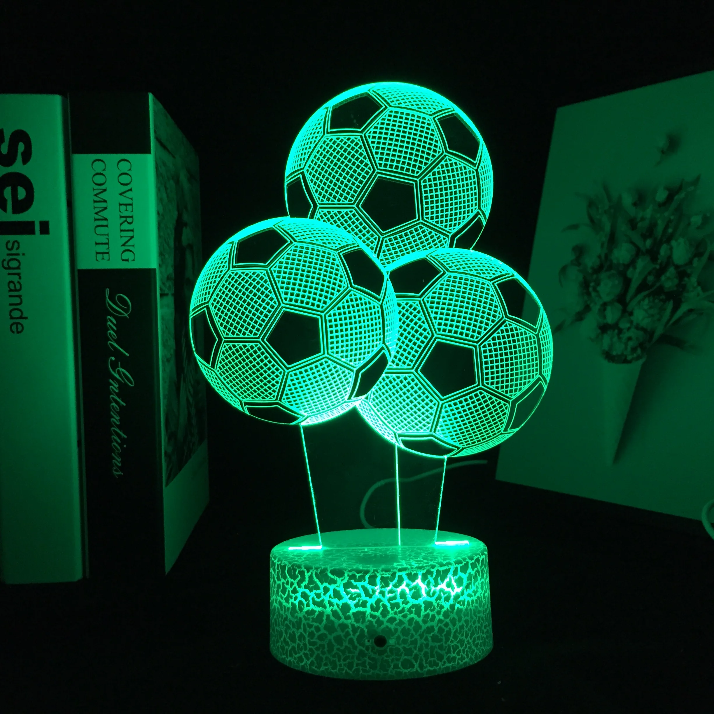 

3D светодиодный ночной Светильник для футбольного спорта, сенсорный пульт дистанционного управления, цветная лампа для спальни, украшение, ...