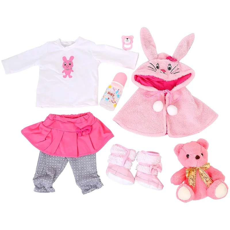 

60cm Reborn Baby Doll Girl Toy High Quality Cute Soft Silicone Shawl Pink Bunny Simulation Princess Long Hair Dolls For Children