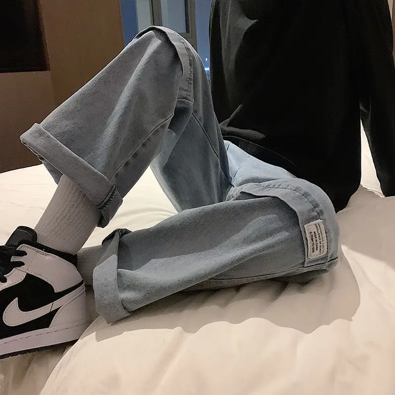 ICCLEK Men's Pants Autumn Jeans Straight Loose Pants Fashion Jeans Long Pants Jeans for Men  Straight Leg Jeans  Skinny Jeans