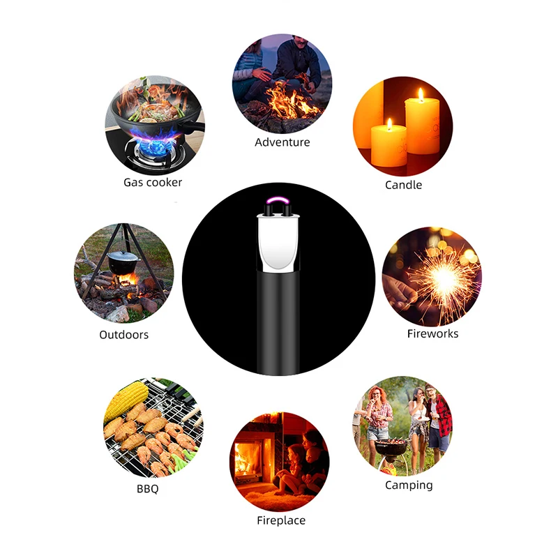 Электронная зажигалка для свечей ветрозащитная импульсная дуга USB-заряжаемая