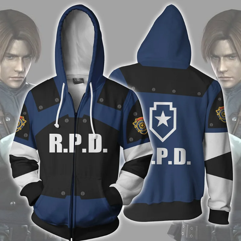 3D Толстовка с капюшоном в стиле аниме Обитель зла Лион с. Кеннеди | Мужская одежда