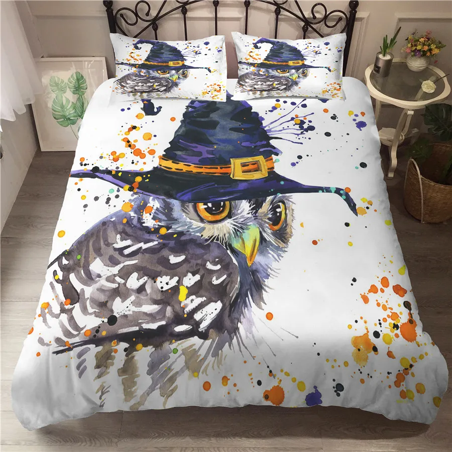 

Комплект постельного белья с 3D принтом, пододеяльник, Комплект постельного белья с рисунком совы, домашний текстиль для взрослых, постельно...