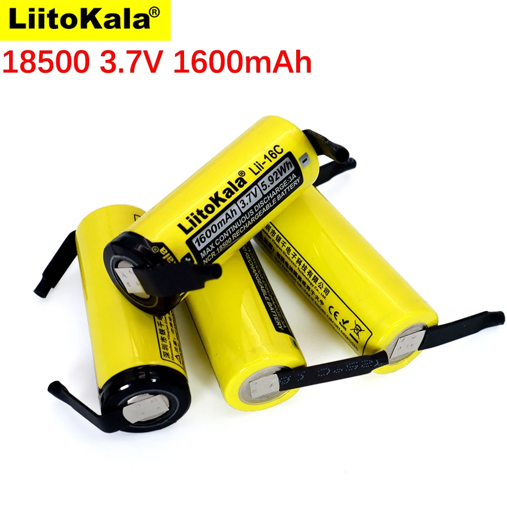 New LiitoKala Lii-16C 18500 1600mAh 3.7 V rechargeable battery Recarregavel lithium ion for LED flashlight+DIY Nickel | Электроника