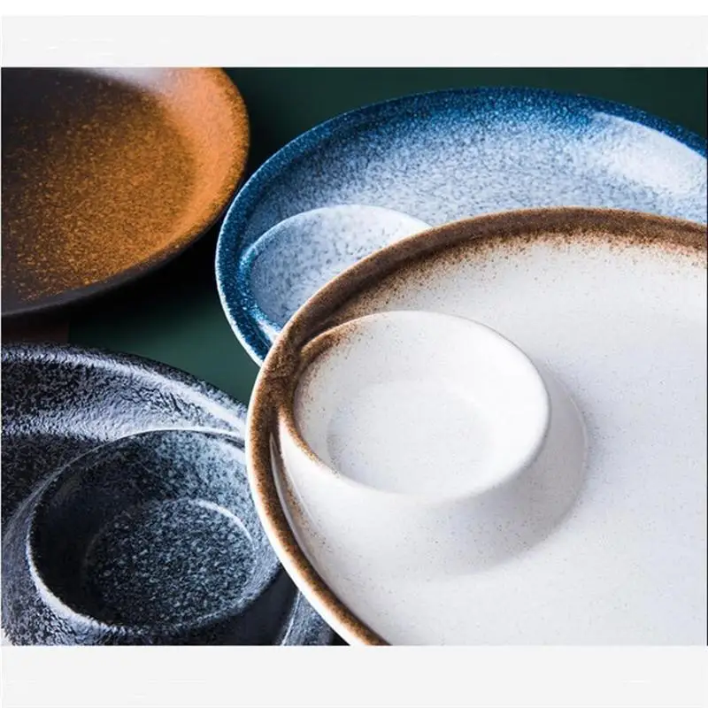 Ceramic Dumpling Dinner Plate Round Serving Dish Practical Service With Dipping Saucer | Дом и сад