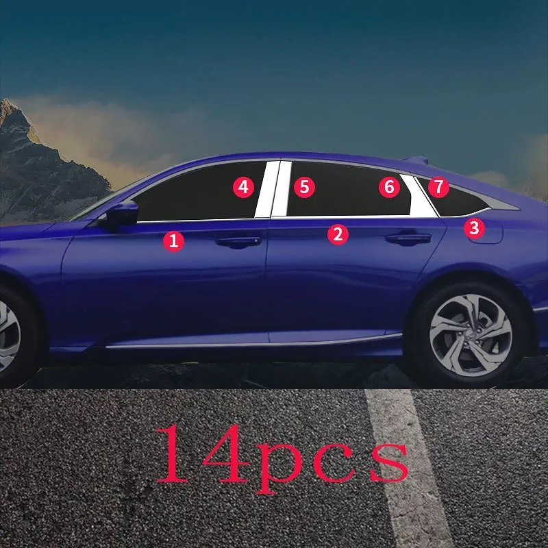 14 шт. декоративные накладки из нержавеющей стали для наружных стекол Honda Accord 10th