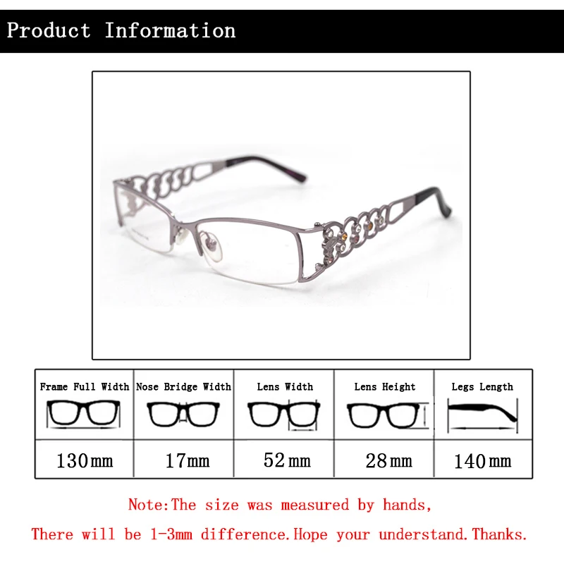 Очки для близорукости женские модные Полуободковые очки с алмазной ажурной