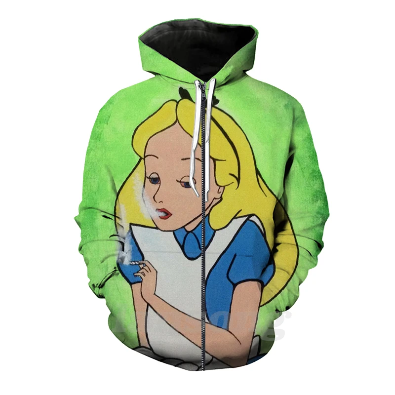 Алиса в стране чудес 3d графический принт футболки стиле панк Для мужчин Harajuku Funnyt