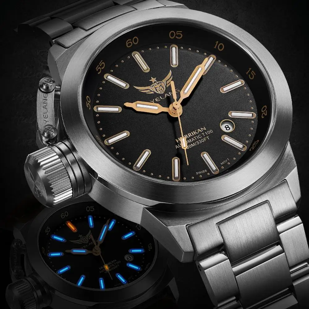 Часы с Тритием автоматические часы для мужчин Yelang мужские военные T100 светящиеся