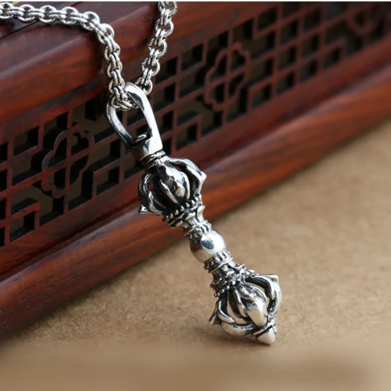 Стерлинговое Серебро 925 пробы винтажное тайское серебро религиозное ожерелье со