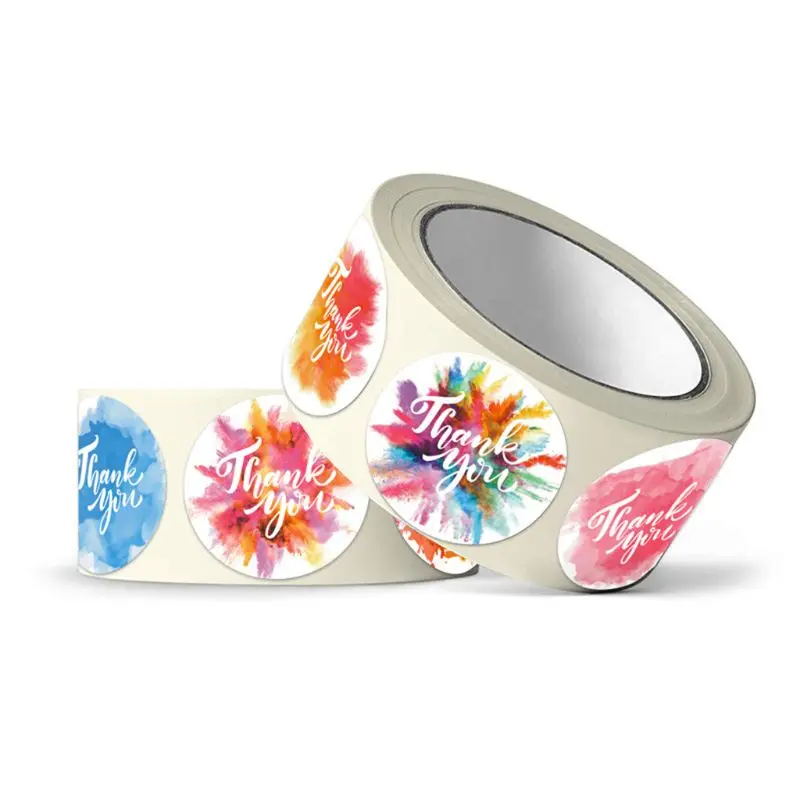 

500pcs 8 Designs Watercolor Floral Thank You Stickers Seal Label for Small Shop